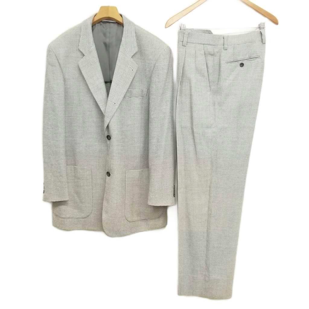 ランバン LANVIN CLASSIQUE シングル 段返り 3B スーツ セットアップ ジャケット スラックス 50-36 ライトグレー系