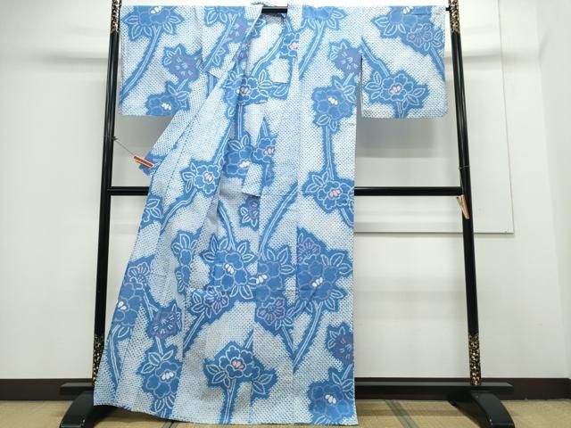 平和屋着物∴夏物 浴衣 有松鳴海絞り 牡丹 綿 CAAY4620ng