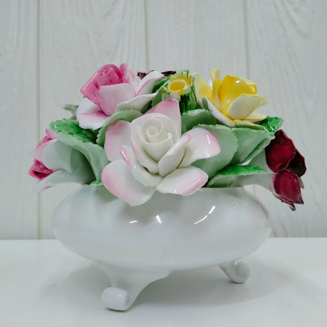 希少 美品】ロイヤルドルトン ROYAL DOULTON フラワー バスケット 陶器