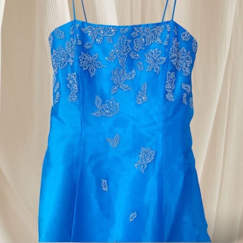 S Mドレスルームアミ ビーズ スパンコール ドレス ターコイズブルー 発表会