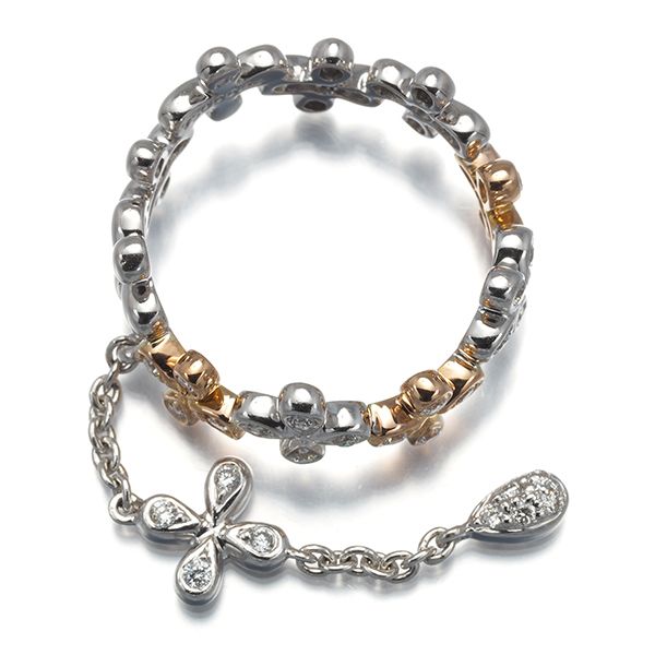 ポンテヴェキオ】ホワイトゴールド＆ブラックダイヤ パンダリング 9号