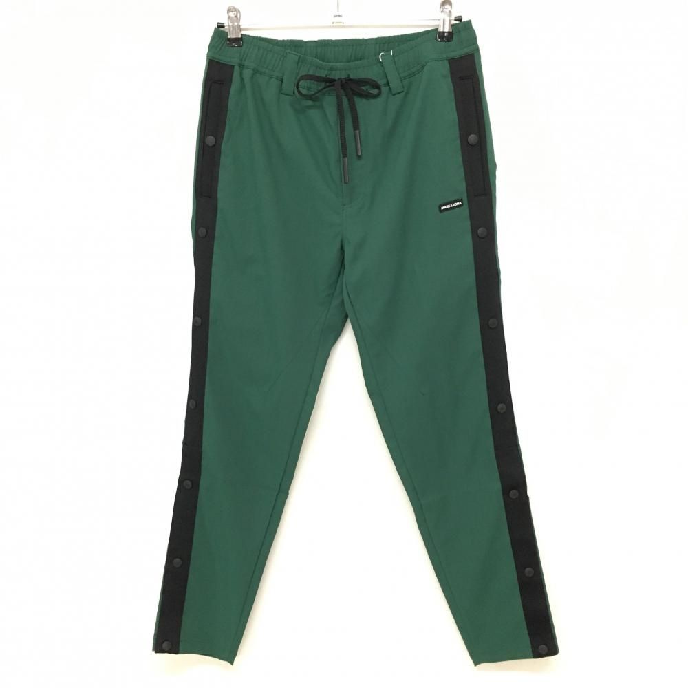 ★特価★【新品】マークアンドロナ パンツ グリーン×黒 サイドライン 裾スナップボタン メンズ 46(M) ゴルフウェア 2023年モデル MARK＆LONA