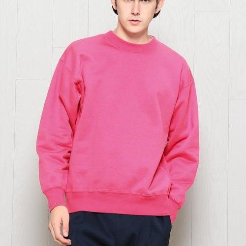 新品 H BEAUTY&YOUTH エイチ ビューティーアンドユース 日本製 GARMENT DYE CREW NECK SWEAT ガーメントダイ  クルーネックスウェット 1212-299-6164 L PINK トレーナー プルオーバー オーバーサイズ