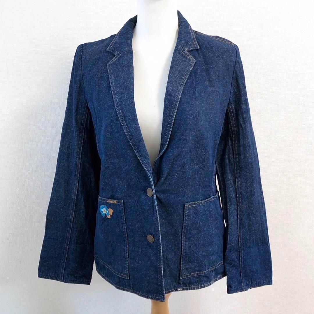 レオナール　L ジャケット LEONARD FASHION レオナール デニムジャケット 刺繍 花柄 絹 L - メルカリ