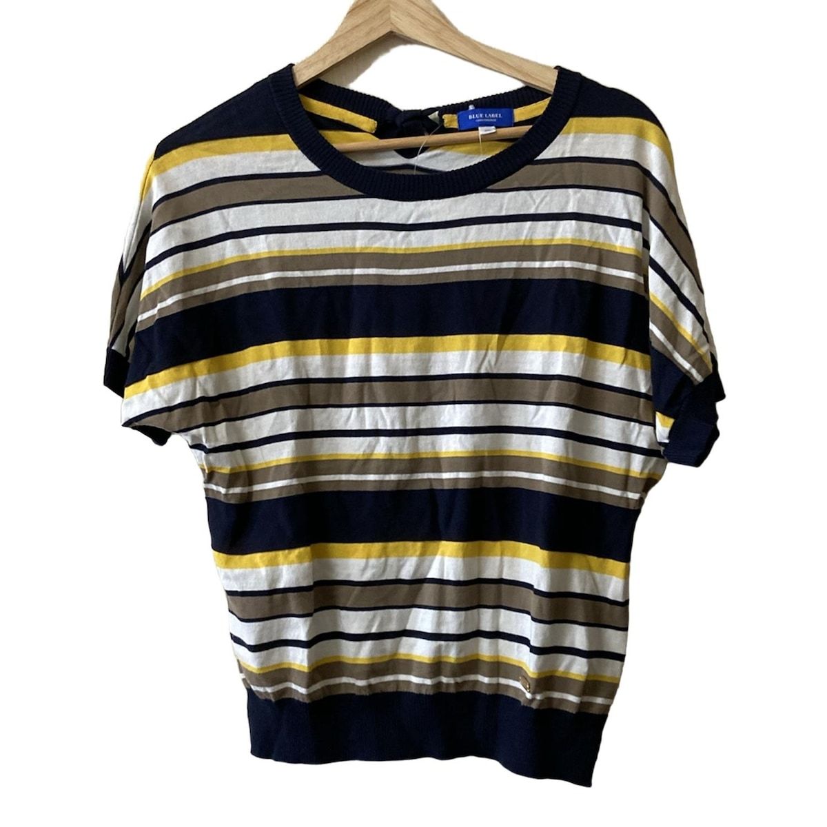 BLUE LABEL CRESTBRIDGE ブルーレーベルクレストブリッジ 半袖カットソー サイズ38 M レディース - ダークネイビー×白×マルチ
