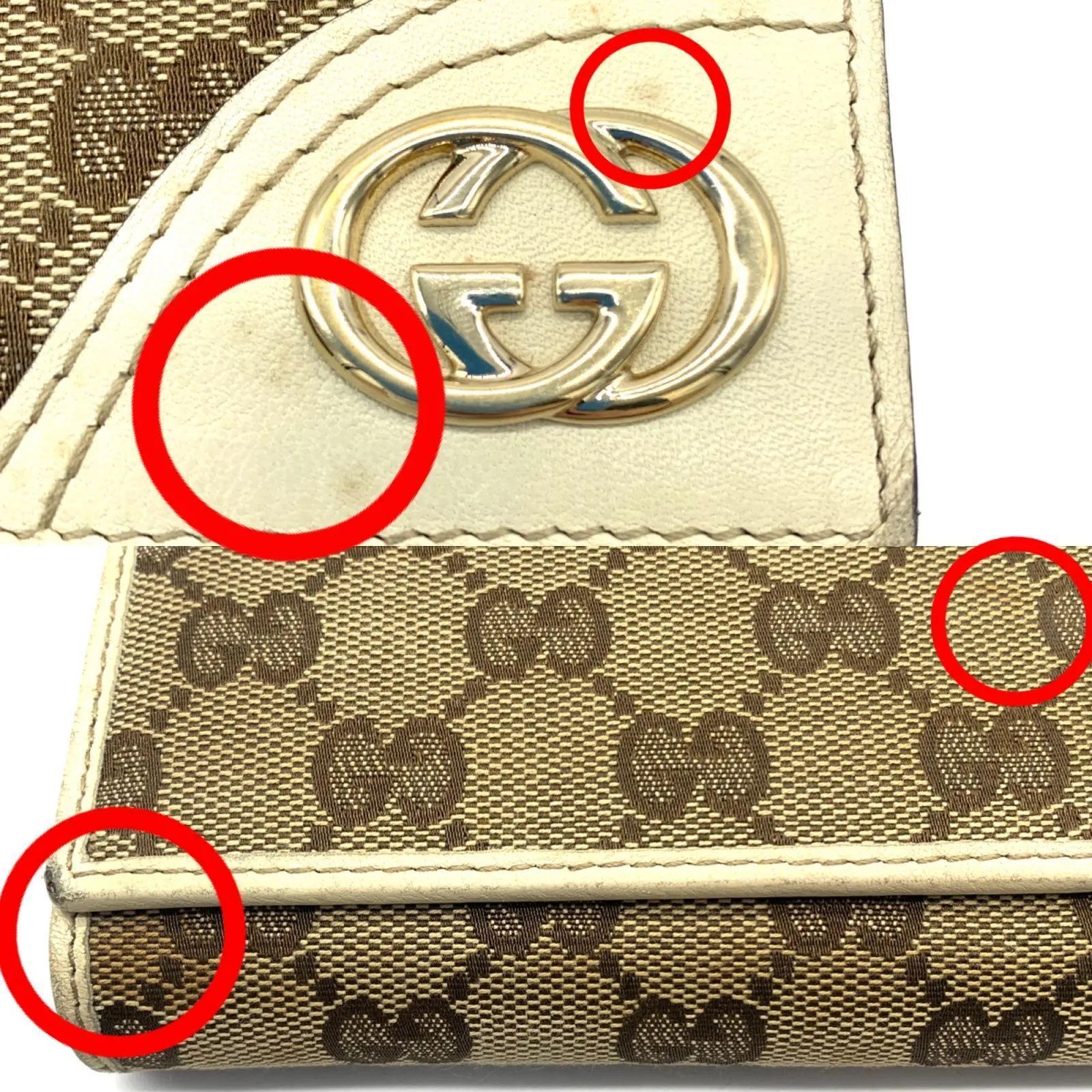 ▽GUCCI グッチ GGキャンバス 三つ折り 長財布 181595 ベージュ - メルカリ