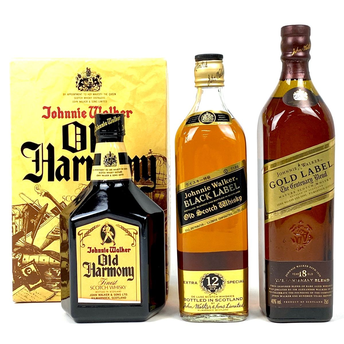 3本 ジョニーウォーカー JOHNNIE WALKER オールドハーモニー 12年 黒金 