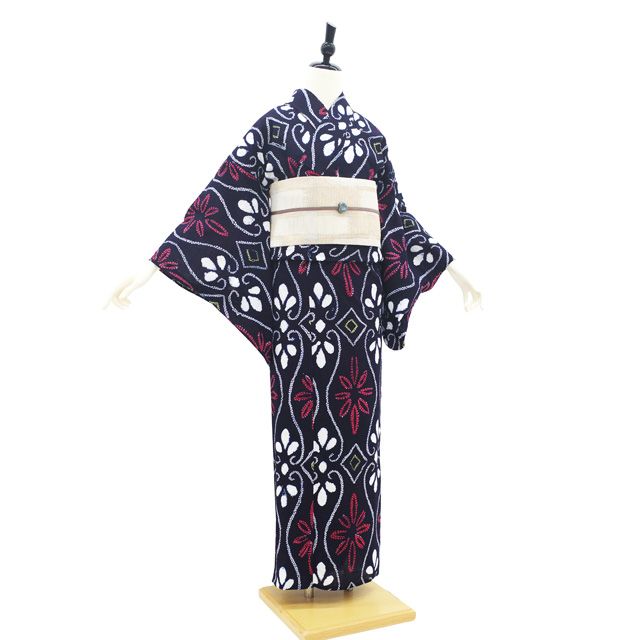 中古】 夏物 本場有松鳴海絞り 浴衣 リサイクル 有松 ゆかた
