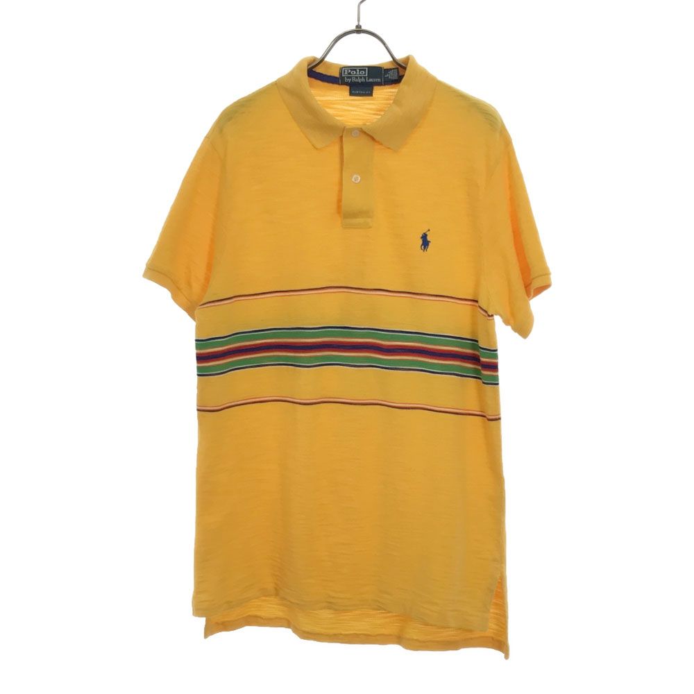 ポロバイラルフローレン ボーダー 半袖 ポロシャツ L イエロー Polo by Ralph Lauren メンズ