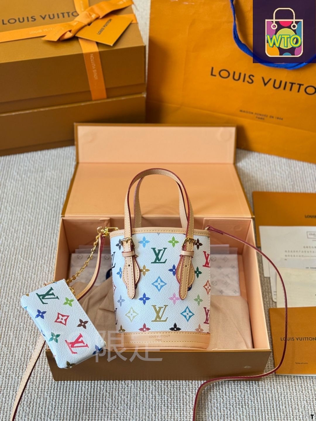 訳あり超特価の通販 Mini 今日特価】LV White ミニ LV - Bag Bucket Multicolore バッグ