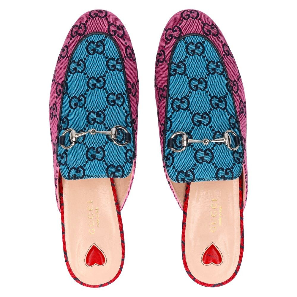 GUCCI (グッチ) 22SS プリンスタウン GGプリント ミュール サンダル レディース ピンク/ブルー 663670 - メルカリ