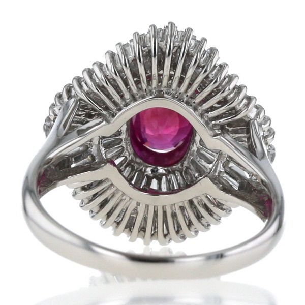 Pt900 プラチナ リング ビルマ産 ルビー 1.04ct ダイヤモンド 1.10ct  