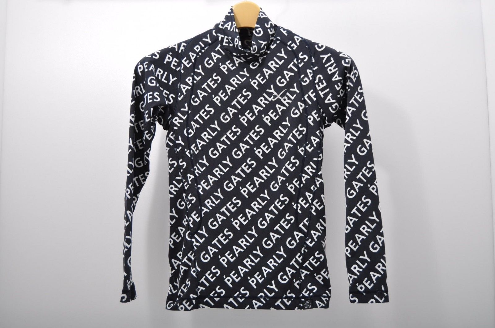 美品⁂PEARLY GATES モックネックサイズ2 高級PEARLY GATESモックネックウールセーターS紺ネイビー正規パーリー