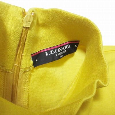 美品【LEONARD】イエロー パンツ L パステルカラー ストレート シンプル ルーズストレートタックカラーワイドデニムパンツ MONO-MART