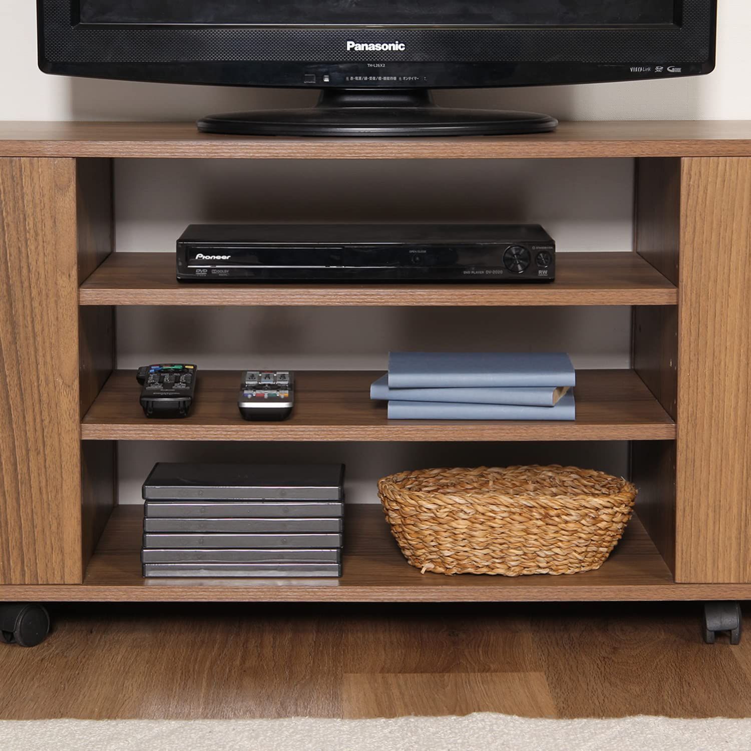 ルーク キャスター付き 97347 オープンラック ミディアムブラウン 幅100×奥行39.5×高さ48.5cm 32型対応 テレビ台 TVボード 不二貿易 MEBLE-SODAR_PL