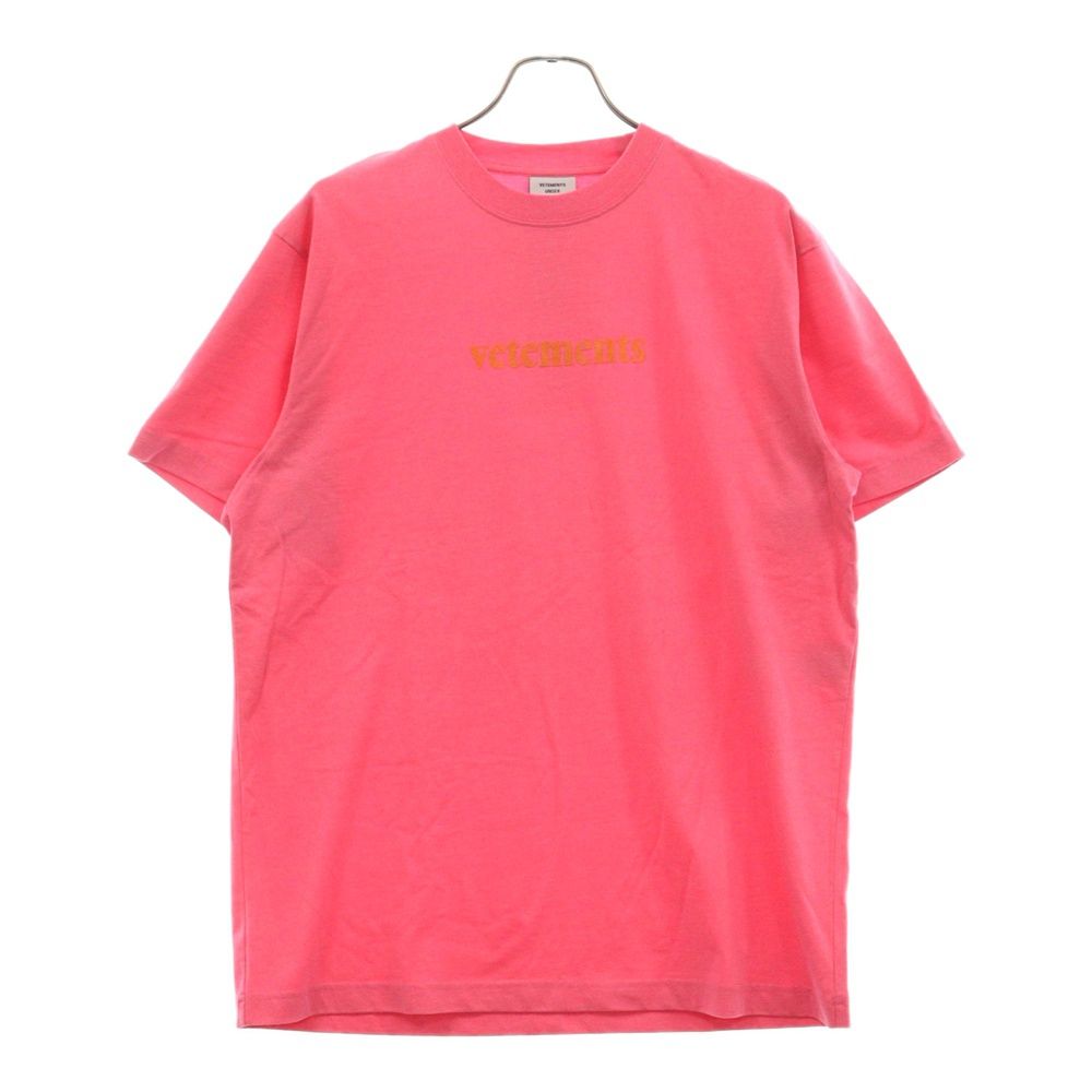 VETEMENTS (ヴェトモン) 20SS LOGO S/S TEE SS20TR305 ロゴプリント クルーネック半袖Tシャツ ピンク