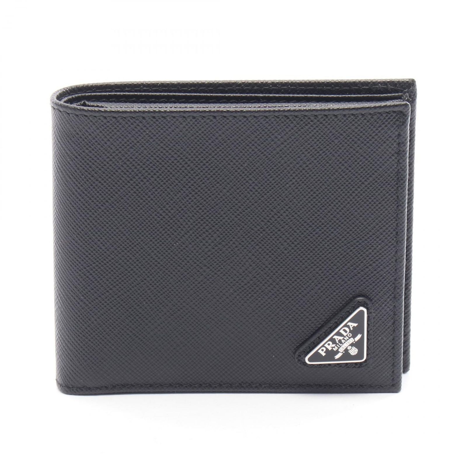 プラダ PRADA 二つ折り財布 SASAFFIANO TRIANG 2MO738QHHF0002 ブラック サフィアーノレザー 二つ折り財布 メンズ