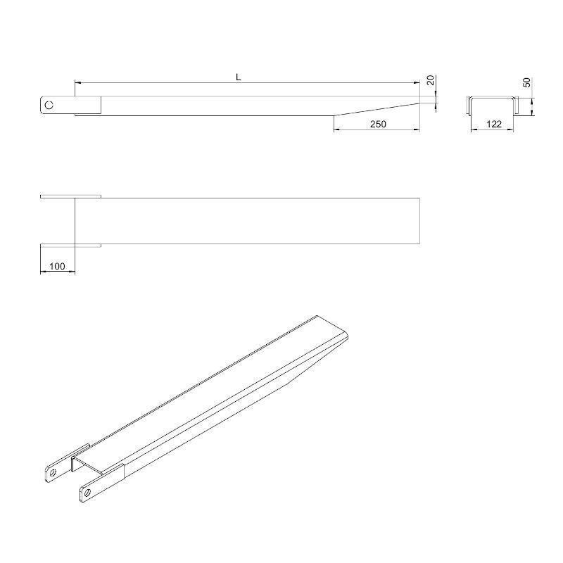 サヤフォーク フォークリフト 爪 オープンボトム 長1800mm 内幅120mm