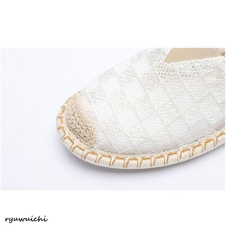 フラットシューズ レディース エスパドリーユ 靴 ぺたんこ靴 カジュアルシューズ ブラック 41（25.5） エスパドリーユ レディース キャンバス フラットシューズ レース刺繍