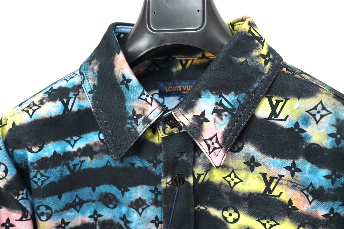21AW LOUIS VUITTON Peinted Monogram Tie-Dyed Denim Shirt ルイ