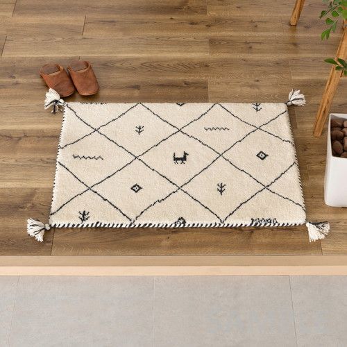 ラグ マット ギャベ ギャッベ 60×90 ラグマット 厚手 玄関マット 室内 ウール 絨毯 じゅうたん インド製 羊毛 北欧 輸入 掃除 サイズ おしゃれ かわいい | 手織り ギャッベ 約60×90 センチ ラグマット ギャベ インド