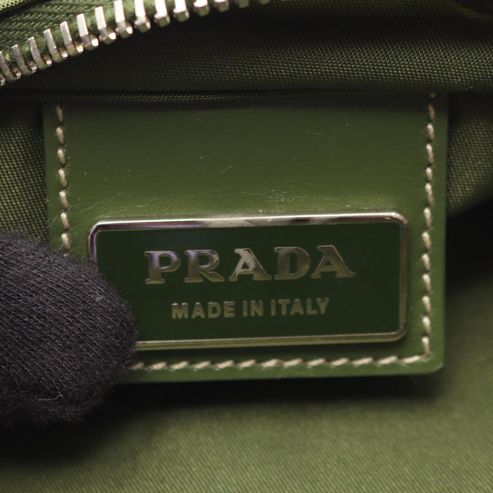 プラダ PRADA ショルダーバッグ グリーン ナイロン レザー