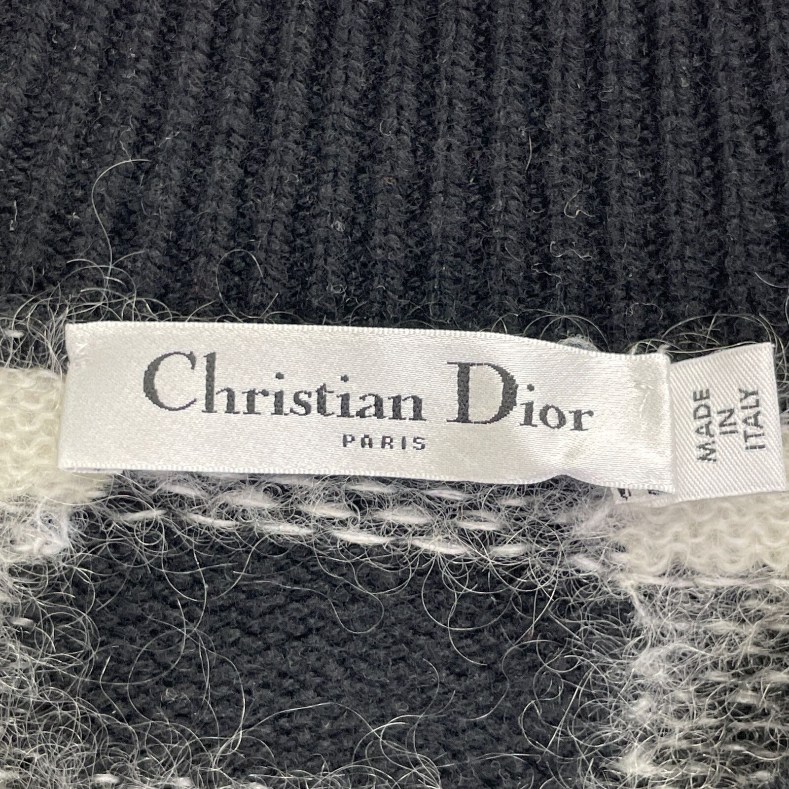 クリスチャンディオール　ハーフジップニット　ブロックチェック　ポロシャツ　ウール Christian Dior】クリスチャンディオール『カシミヤ混 ロゴ