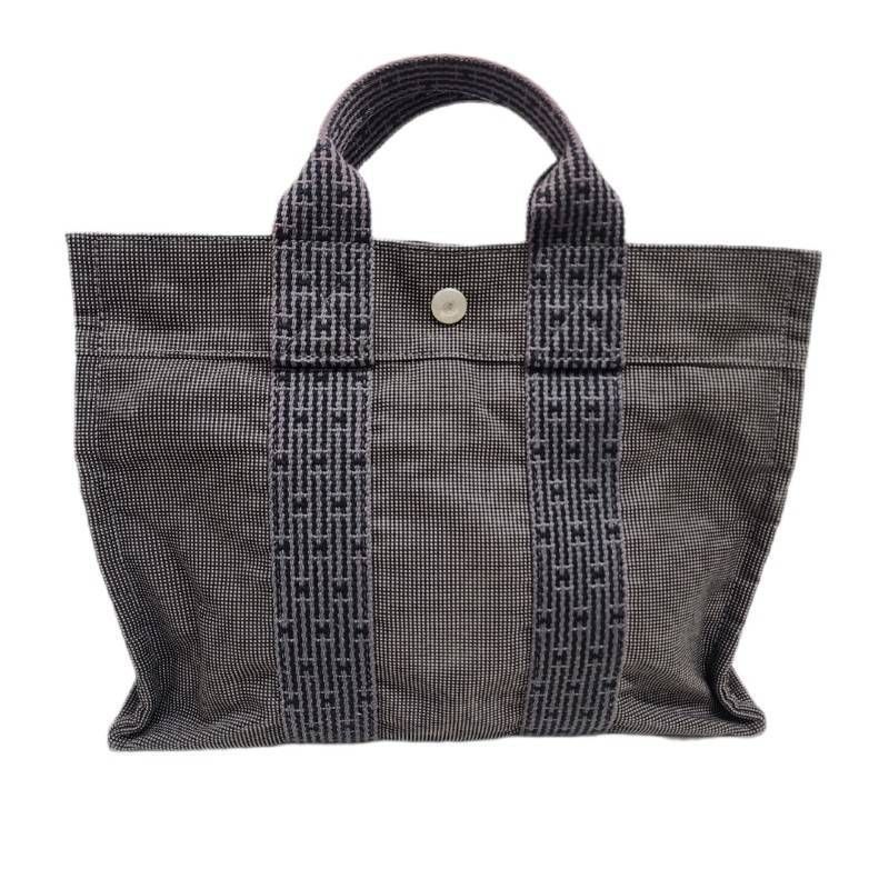 HERMES エルメス エールライン トートPM グレー キャンバス 帆布 トートバッグ レディース 22510R11