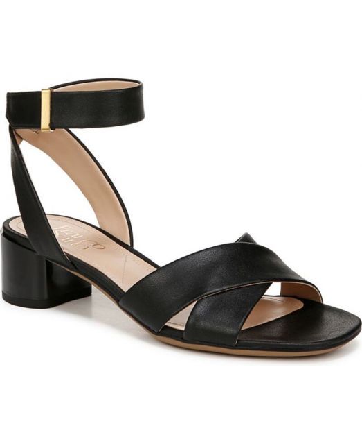 【送料無料】 フランコサルト レディース サンダル シューズ Women's Noel Open Toe Block Heel Strappy Sandals Black Faux Leather