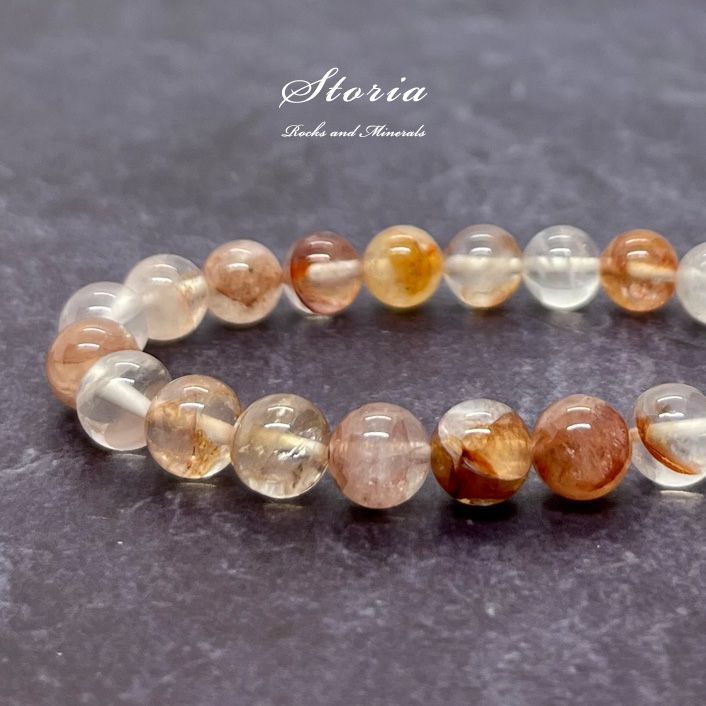 天然石 ビーズ オレゴンサンストーンペアシェイプカット ハンドメイド