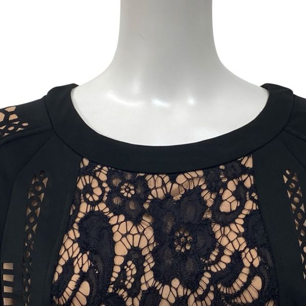 パオラフラーニ Paola Frani ワンピース 膝丈 長袖 レース 花柄 黒 42 L 11号 レディース S5V305