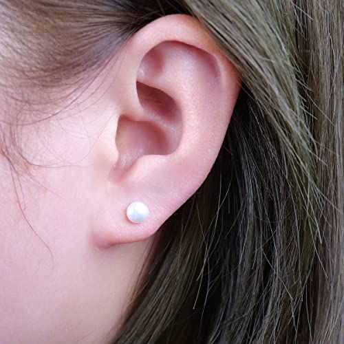 5-5.5 mm Limerencia パールピアス ピアス 金属アレルギー対応 純チタン ピアス  ハンドピックホワイトフレッシュウォーターカルチャードパール インプラントグレードピアス レディースメンズピアス 1ペア (5-5.5MM)