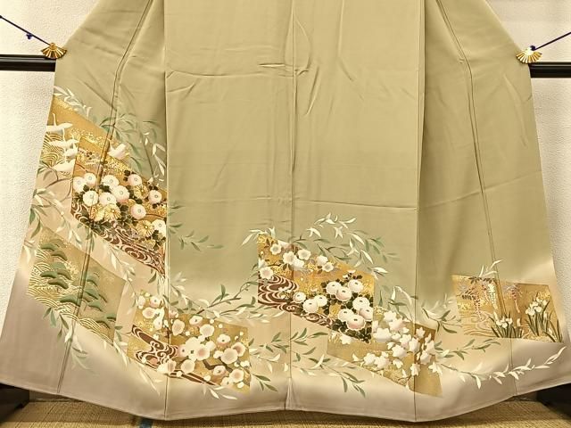 平和屋着物○豪華振袖 流水梅文 金彩 正絹 逸品 AABD0849ck 平和屋着物