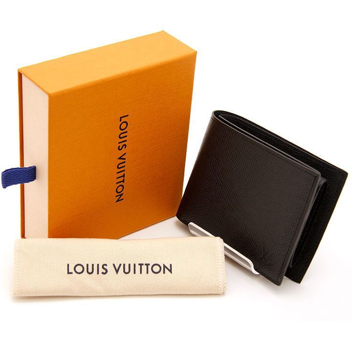 美品美品 LOUIS VUITTON ルイ・ヴィトン タイガ 二つ折り財布 ブラック
