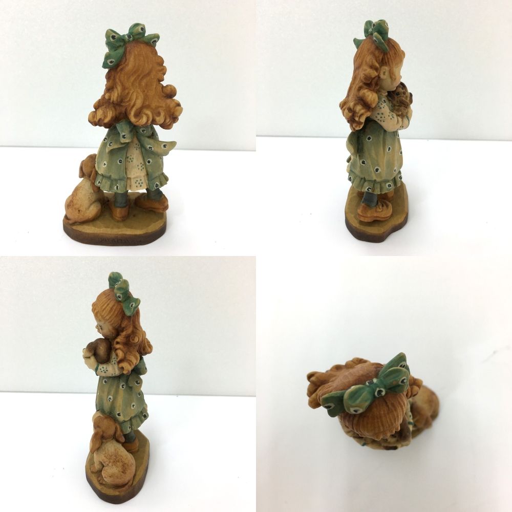 ○アンリ人形 少女 子犬 木彫り SarahKay サラ・ケイ 全高11cm