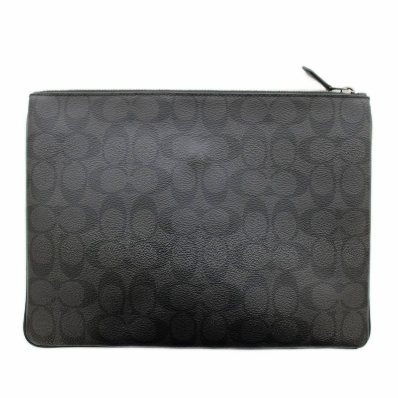 コーチ COACH クラッチバッグ F41350 シグネチャー PVC ポーチ 黒 ブラック G