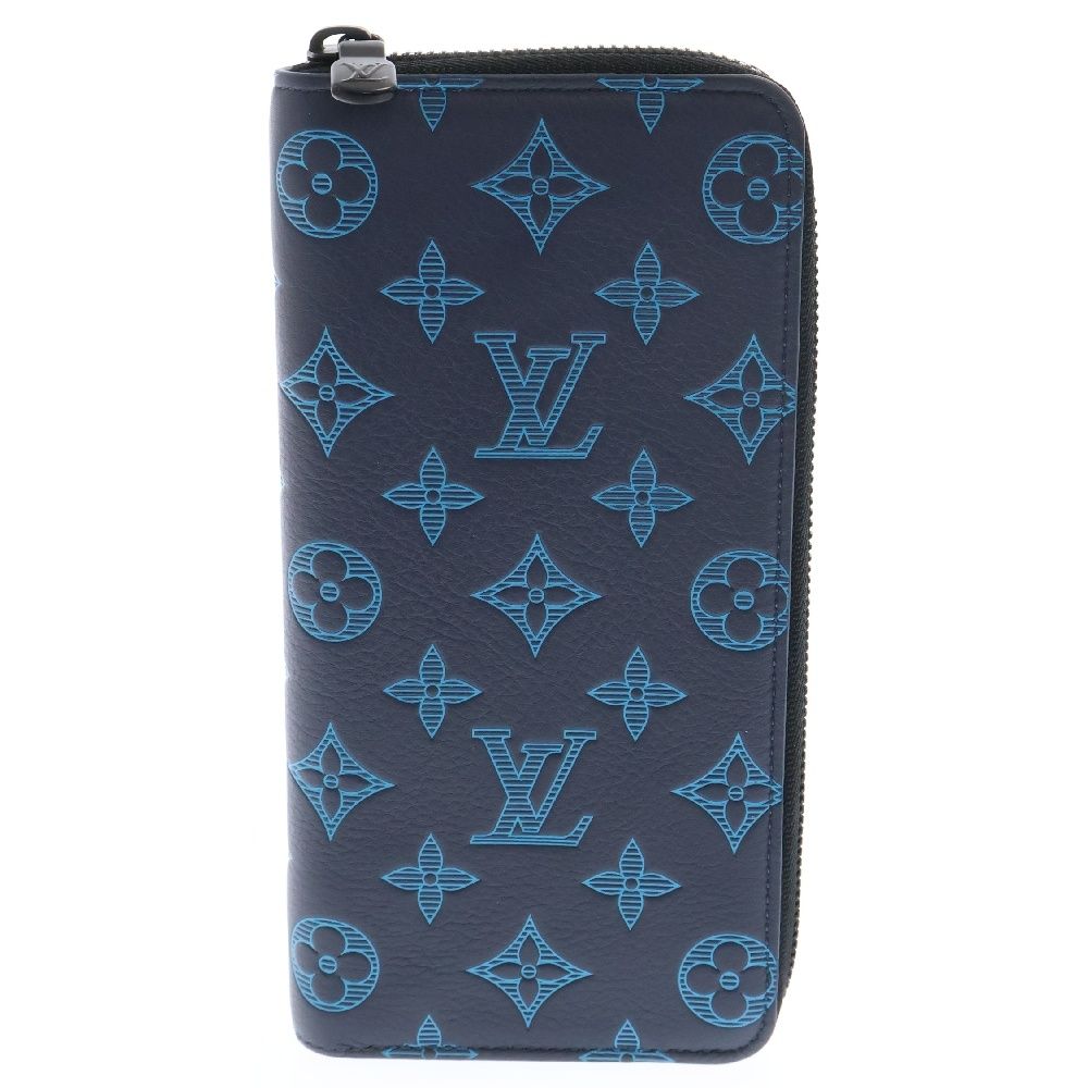 LOUIS VUITTON ルイヴィトン モノグラムシャドウ ジッピーウォレット ヴェルティカル ラウンドファスナー長財布 ブルー レザー RFID M80423