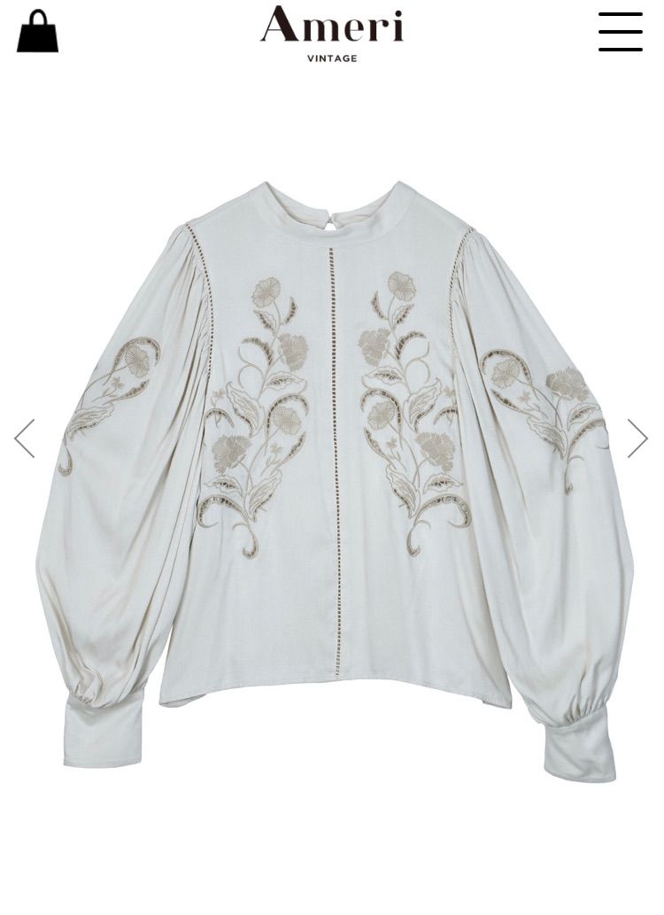 Ameri◆LADY EMBROIDERY PUFF BLOUSE アイボリー