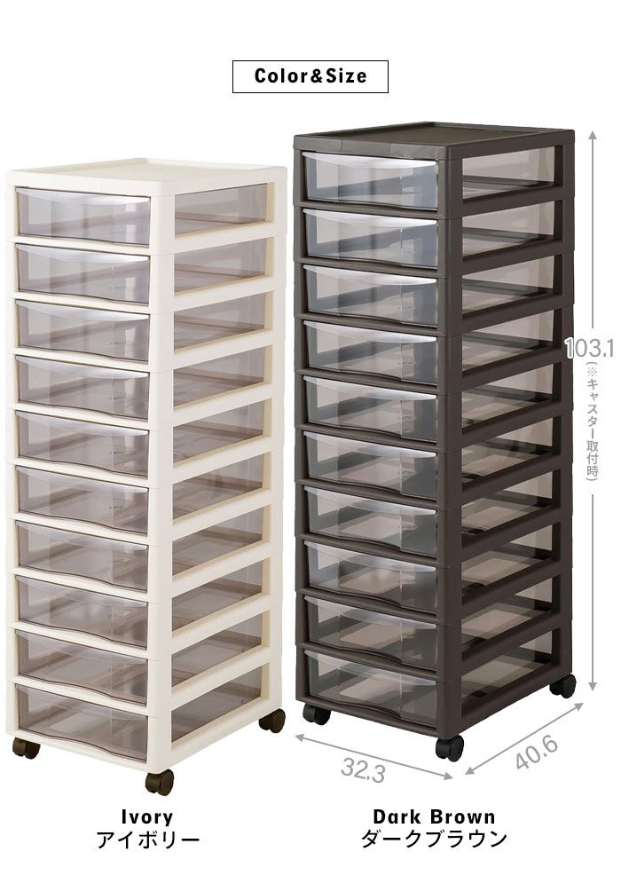 書類ケース b4 引き出し 10段 幅32.3 奥行40.6 高さ103.1 キャスター付き レターケース 収納棚 チェスト B4 書類 収納 プラスチック 引出し スリム クリアケース 書類整理 オフィス収納 オフィス 書類整理棚 MARWIL-DEMENAGEMENTS_CH