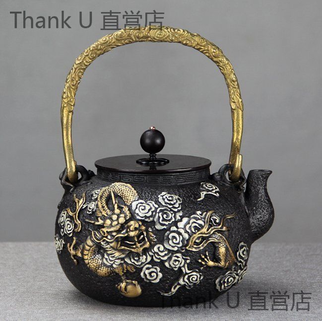 急須 手彫り鉄瓶 鉄やかん 鉄分補給 未塗装鉄器 超大気外観急須 茶道具 1.3L大容量
