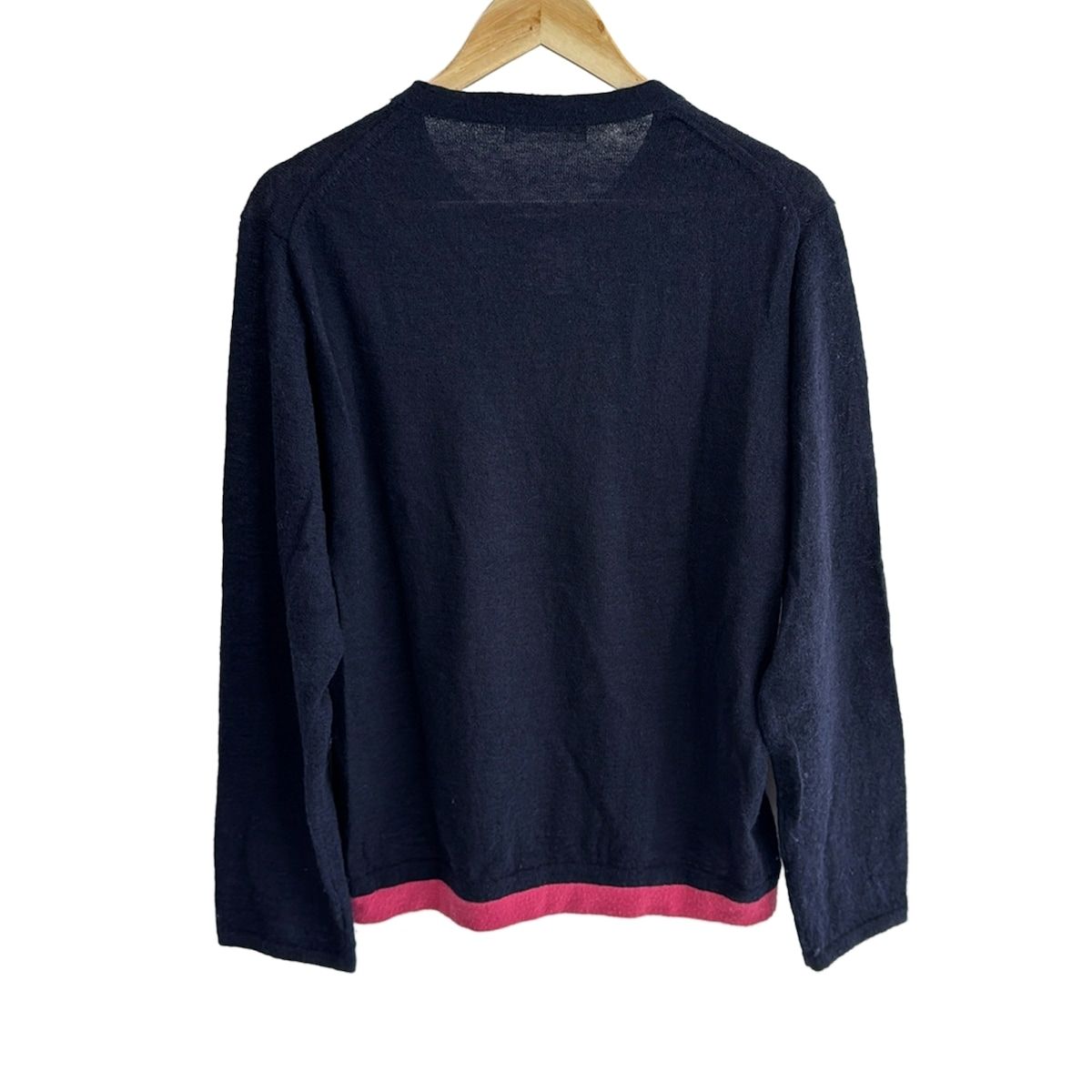 John UNDERCOVER ジョンアンダーカバー 長袖セーター サイズ3 L メンズ - ダークネイビー×ピンク クルーネック