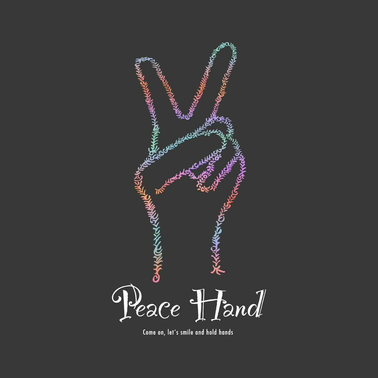 グラフィックTシャツ　Peace Hand Color