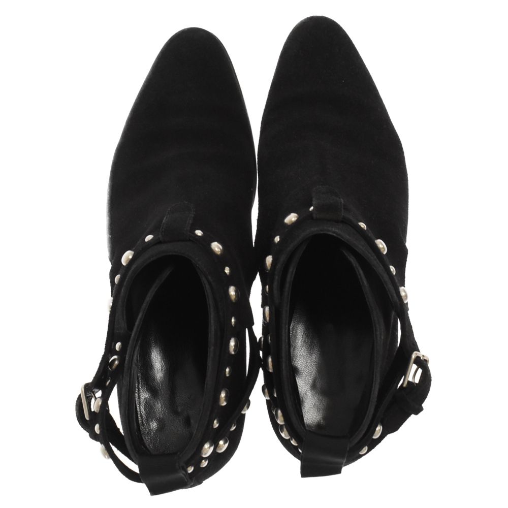 【美品】SAINT LAURENT ブラックスエードブーツ サンローランパリ スエード ブーツ 43 メンズ ブラック WA375689