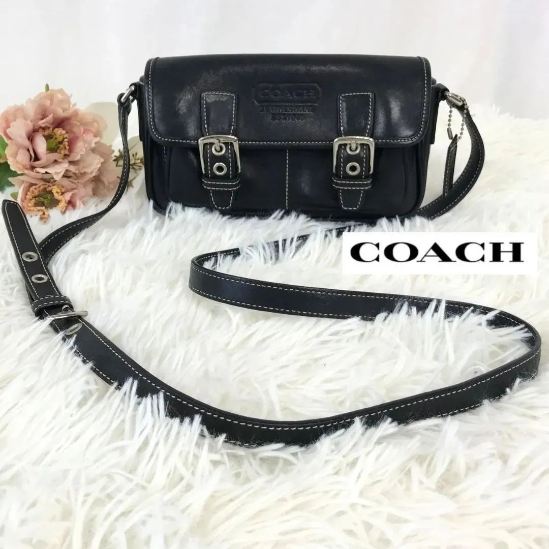 COACH 9355 レザーブラックショルダーバッグ COACH - COACH 9355 レザーブラックショルダーバッグの通販 by たけ's