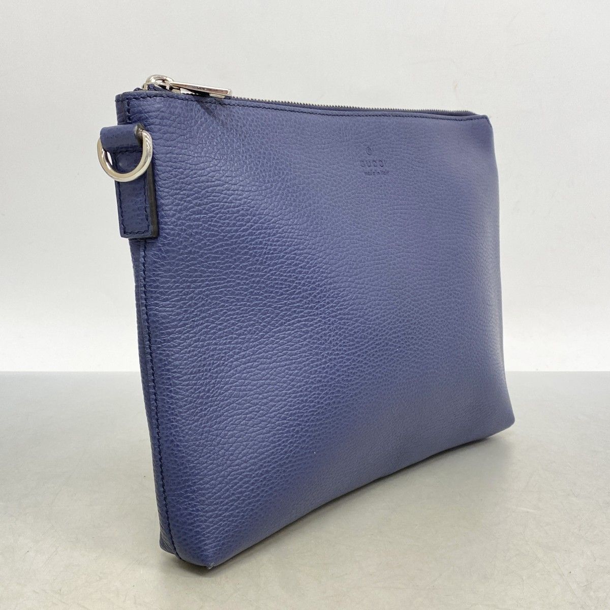 5md4565 グッチ クラッチバッグ 387075 レザー ネイビー シルバー金具 メンズ