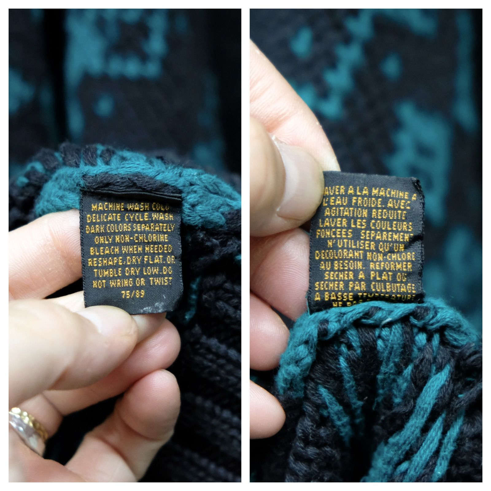 UK製 黒タグ Eddie Bauer ノルディック柄 コットンニット