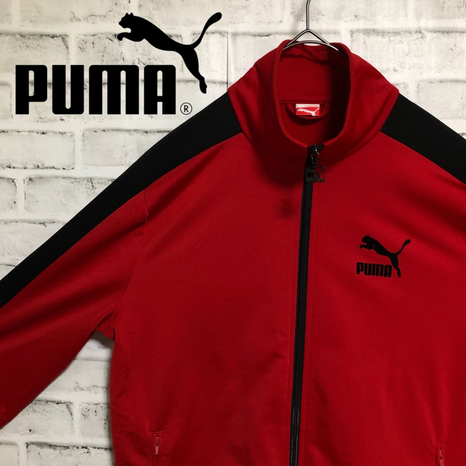 PUMA⭐️トラックジャケット/ジャージ L プーマロゴ オーバーサイズ 黒赤