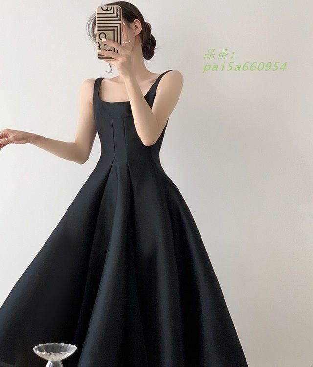 ウェディングドレス 黒 白 ウェディング カラードレス 大きいサイズ ウェディングドレス 二次会 4L ノースリーブ スクエアネック 小さいサイズ 3L ミモレ丈 pai5a660954