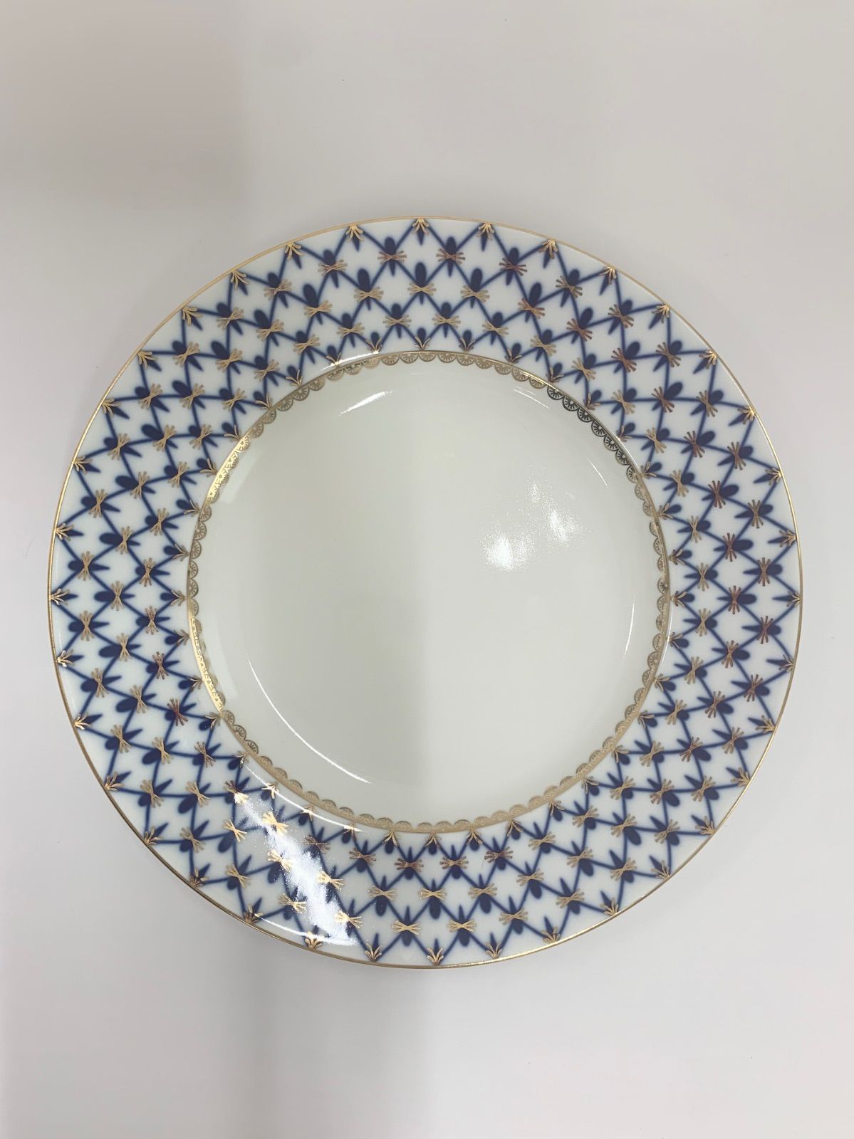 ロシアロモノーソフ　コバルトネット デザートプレート2枚 インペリアルポーセレン ロモノーソフ Imperial Porcelain