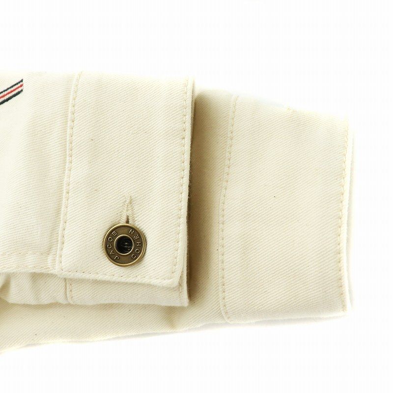 ヤコブコーエン JACOB COHEN デニムジャケット Gジャン ボアジャケット 裏ボア ストレッチ 刺繍 ネイティブ柄 38 S オフホワイト アイボリー /MW ■GY19